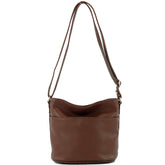 modamoda de - T196 - ital leather shoulder/shoulder bag, Colour:Chocolate Brown